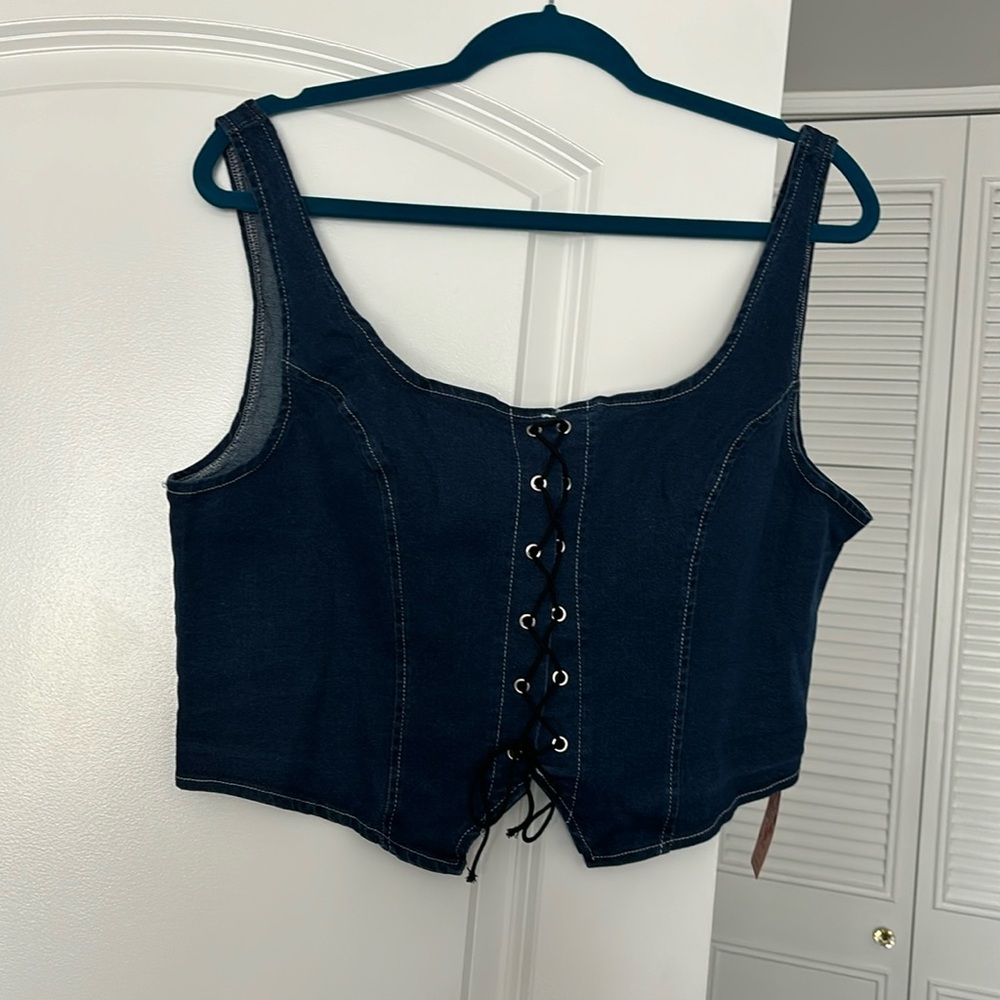 Denim corset top